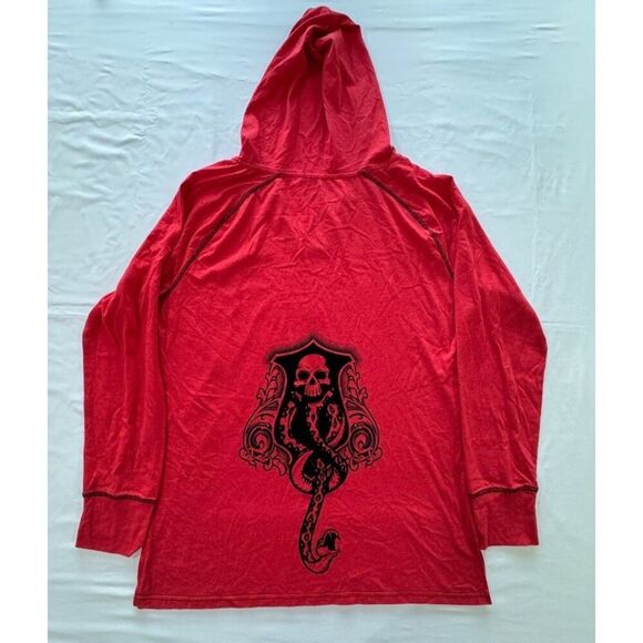 Harry Potter - Dark Mark - Long Sleeve Hooded Shirt Men's L Red Black Univ. Stu - Picture 4 of 10